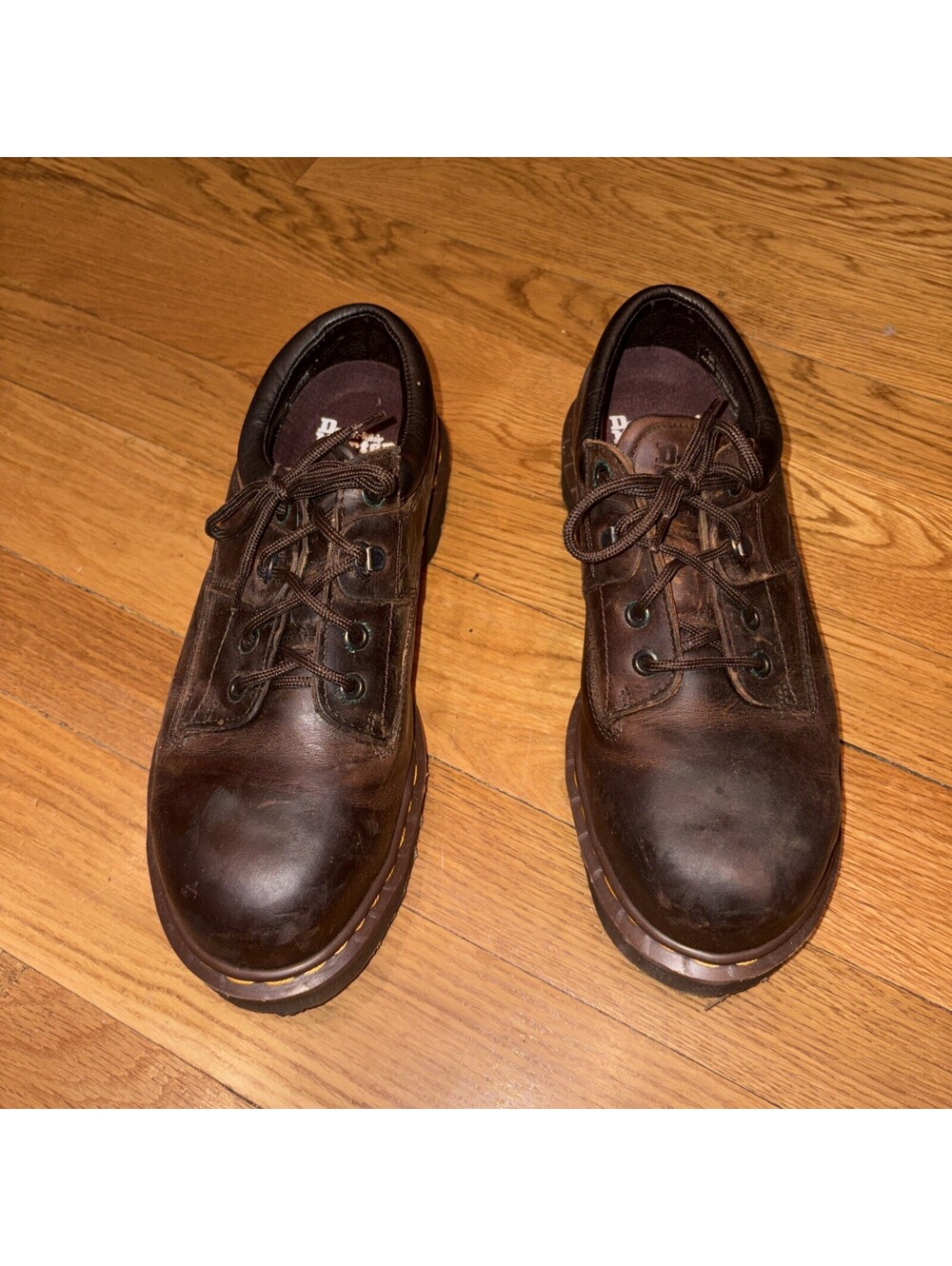 Vintage Dr. Martens 7733 Made in England Industrial Shoes Brown Leather Mens 8